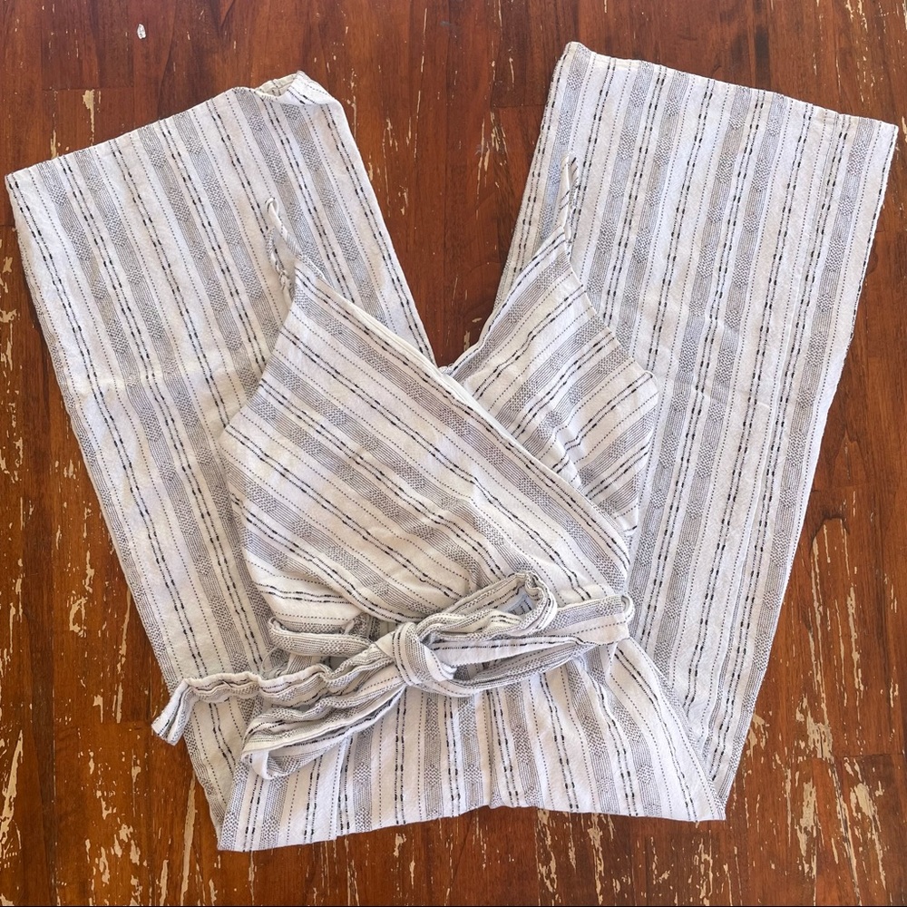 SIENNA SKY White Striped Capri Jumpsuit Romper